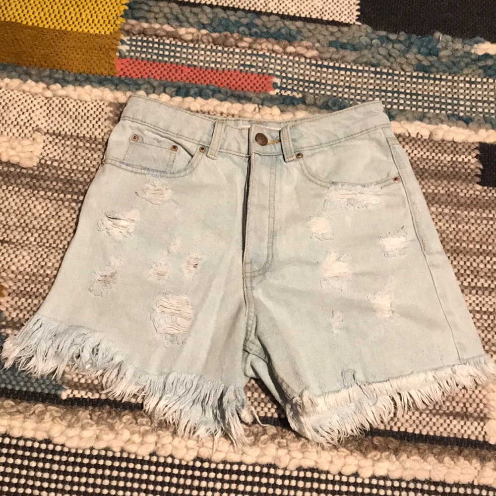 Zara light denim wash shorts high rise size 2